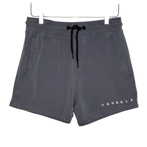 YoungLA M Men Bodybuilding Short Shorts Athletic Gym Training Pockets Gray - Picture 1 of 11